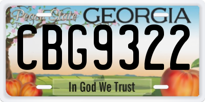 GA license plate CBG9322