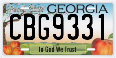 GA license plate CBG9331