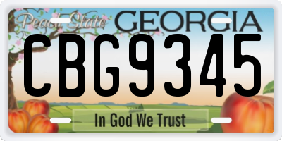 GA license plate CBG9345