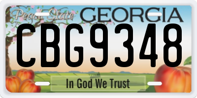GA license plate CBG9348