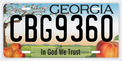 GA license plate CBG9360
