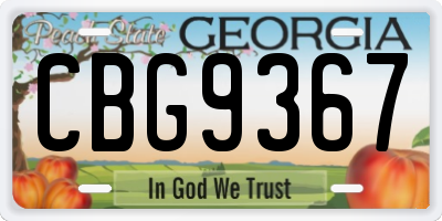GA license plate CBG9367