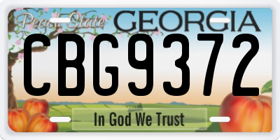 GA license plate CBG9372