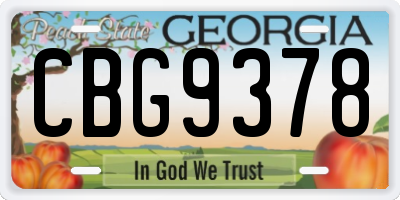 GA license plate CBG9378