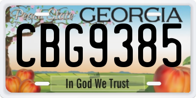 GA license plate CBG9385