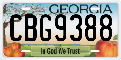 GA license plate CBG9388
