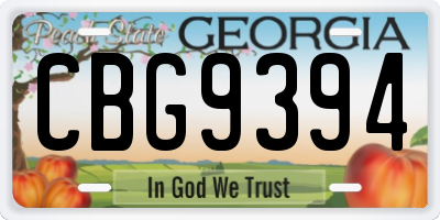 GA license plate CBG9394