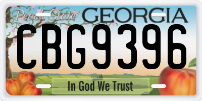 GA license plate CBG9396
