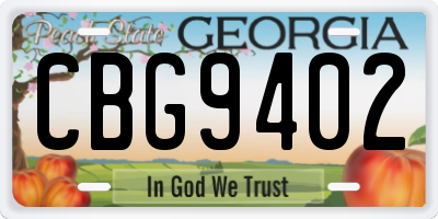 GA license plate CBG9402