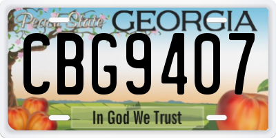 GA license plate CBG9407