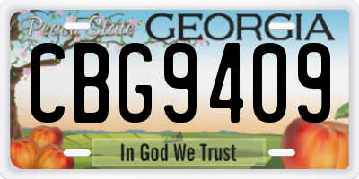 GA license plate CBG9409