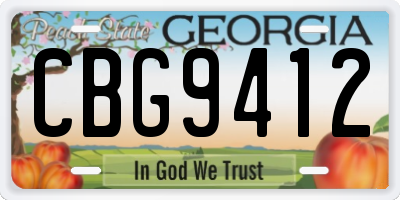 GA license plate CBG9412