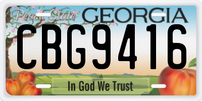 GA license plate CBG9416