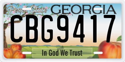GA license plate CBG9417