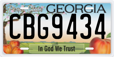 GA license plate CBG9434