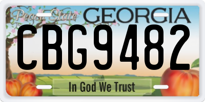 GA license plate CBG9482