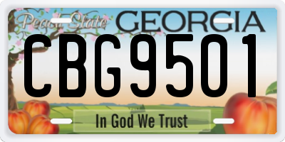 GA license plate CBG9501