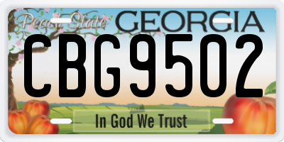 GA license plate CBG9502