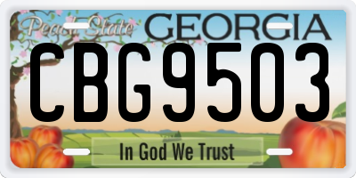 GA license plate CBG9503