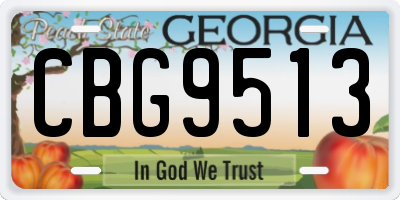 GA license plate CBG9513
