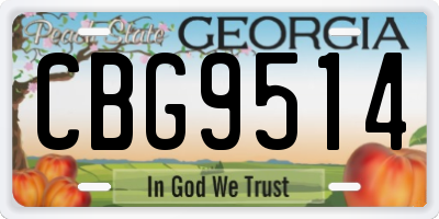 GA license plate CBG9514