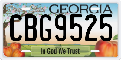 GA license plate CBG9525