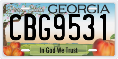 GA license plate CBG9531