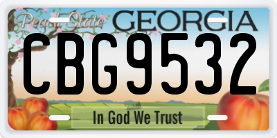 GA license plate CBG9532