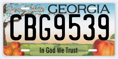 GA license plate CBG9539