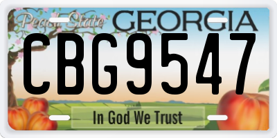 GA license plate CBG9547