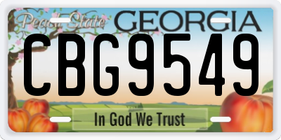 GA license plate CBG9549