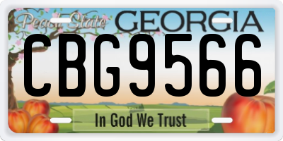 GA license plate CBG9566