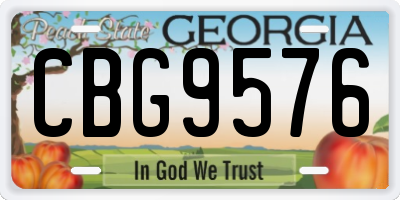 GA license plate CBG9576