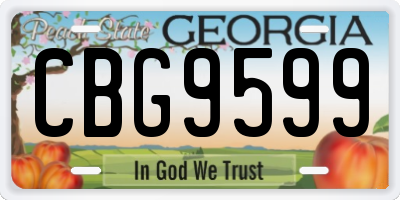 GA license plate CBG9599