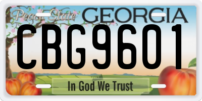GA license plate CBG9601