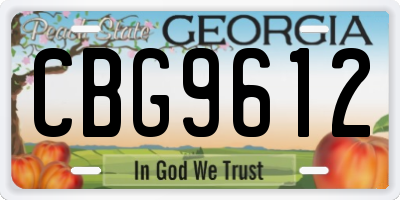 GA license plate CBG9612