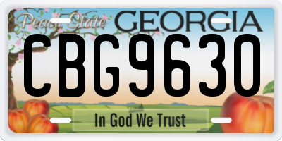 GA license plate CBG9630