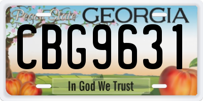 GA license plate CBG9631