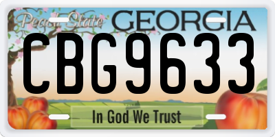 GA license plate CBG9633