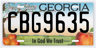 GA license plate CBG9635