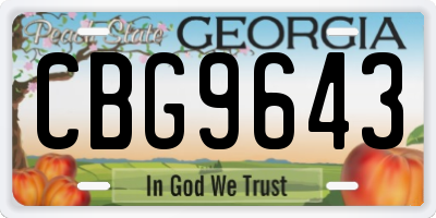 GA license plate CBG9643