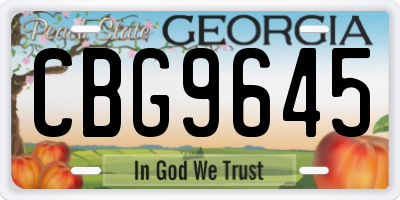 GA license plate CBG9645