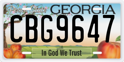 GA license plate CBG9647