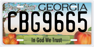 GA license plate CBG9665