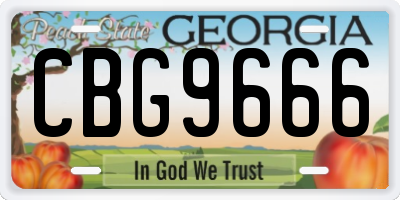 GA license plate CBG9666
