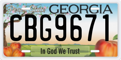 GA license plate CBG9671