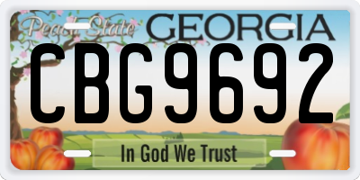 GA license plate CBG9692