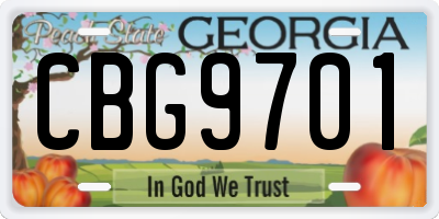 GA license plate CBG9701