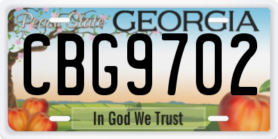 GA license plate CBG9702