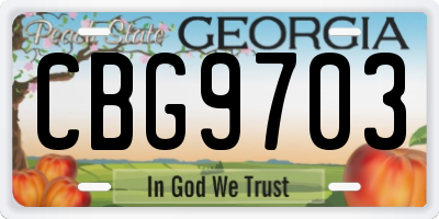 GA license plate CBG9703